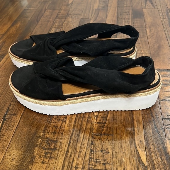 Caslon sandals Black suede platform Joelle twist with sling back elastic sz 7.5 - Picture 3 of 10